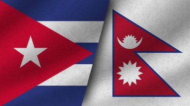Nepal ve Küba Gerçekçi İki Bayrak Birlikte, 3D Resim