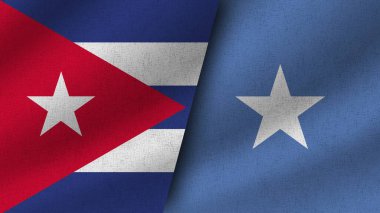Somali ve Küba Gerçekçi İki Bayrak Birlikte, 3D Resim