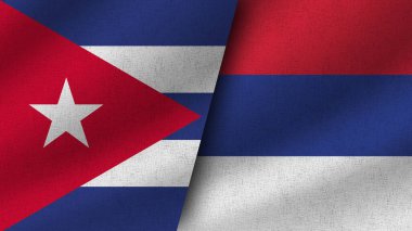 Sırbistan ve Küba Gerçekçi İki Bayrak Birlikte, 3D Görüntü