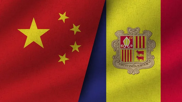 Andorra China Realistic Two Flags Together Illustration — Stock Photo, Image