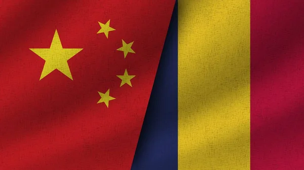 Chad China Realistic Two Flags Together Illustration — Stock Photo, Image