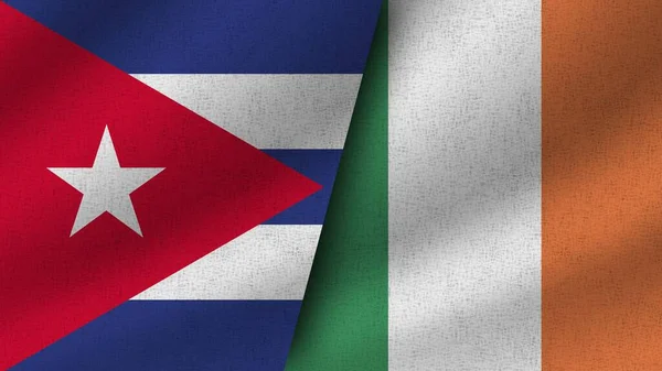 Ірландія Куба Реалістичні Два Прапори Разом Ілюстрація — стокове фото