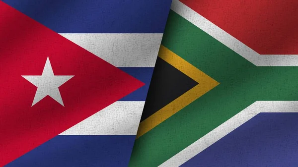 Dél Afrika Kuba Reális Két Zászló Együtt Illusztráció — Stock Fotó