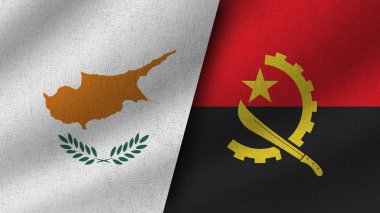 Angola ve Kıbrıs Rum Kesimi Gerçekçi İki Bayrak Birlikte, 3D Görüntü