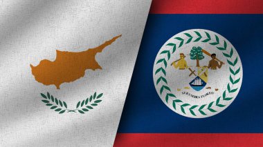 Belize ve Kıbrıs Rum Kesimi Gerçekçi İki Bayrak Birlikte, 3D Görüntü