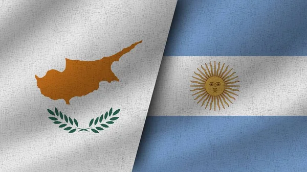 Argentinië Cyprus Realistische Twee Vlaggen Samen Illustratie — Stockfoto