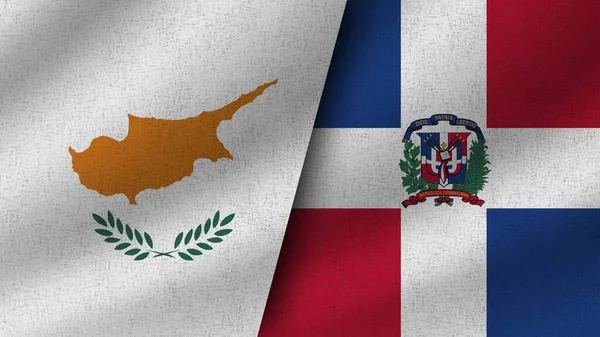 Dominikánská Republika Kypr Realistické Dvě Vlajky Dohromady Ilustrace — Stock fotografie