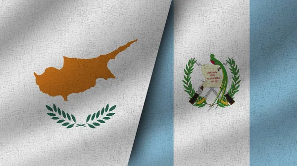 Guatemala Cyprus Realistic Two Flags Together Illustration — 图库照片