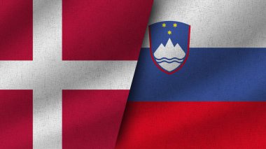 Slovenya ve Danimarka Gerçekçi İki Bayrağı Birleştirdi, 3D Görüntü