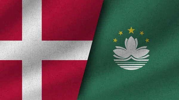 Macao Dinamarca Dos Banderas Realistas Juntas Ilustración — Foto de Stock