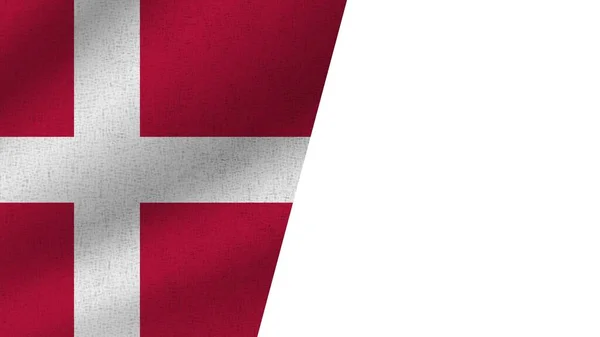 ホワイトとデンマーク Realistic Two Flags Together 3Dイラスト — ストック写真