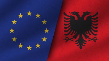 Arnavutluk ve Avrupa Birliği Gerçekçi İki Bayrak Birlikte, 3D Görüntü