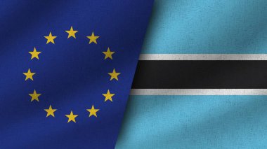Botswana ve Avrupa Birliği Gerçekçi İki Bayrak Birlikte, 3D Görüntü