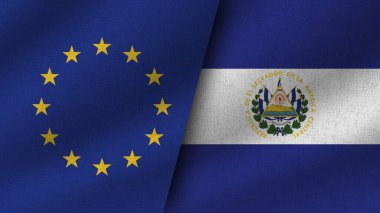 El Salvador ve Avrupa Birliği Gerçekçi İki Bayrak Birlikte, 3D Görüntü
