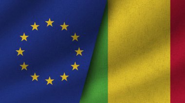 Mali ve Avrupa Birliği Gerçekçi İki Bayrak Birlikte, 3D Görüntü
