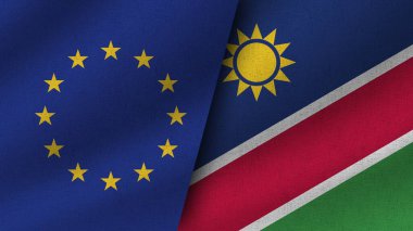 Namibya ve Avrupa Birliği Gerçekçi İki Bayrak Birarada, 3D Görüntü