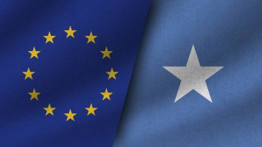 Somali ve Avrupa Birliği Gerçekçi İki Bayrak Birlikte, 3D Görüntü