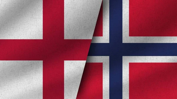 Norvegia Inghilterra Realistici Due Bandiere Insieme Illustrazione — Foto Stock