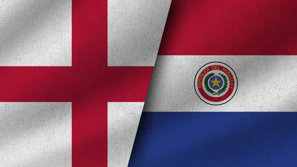 Парагвай Англия Реалистичные Два Флага Вместе Иллюстрация — стоковое фото