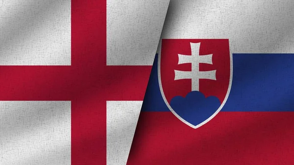 Словаччина Англія Реалістичні Два Прапори Разом Ілюстрація — стокове фото
