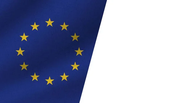 White European Union Realistic Two Flags Together Illustration — 图库照片
