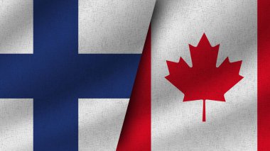 Kanada ve Finlandiya Gerçekçi İki Bayrak Birlikte, 3D Görüntü