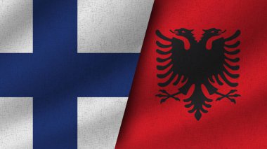 Arnavutluk ve Finlandiya Gerçekçi İki Bayrak Birlikte, 3D Görüntü