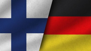 Almanya ve Finlandiya Gerçekçi İki Bayrak Birlikte, 3D Görüntü