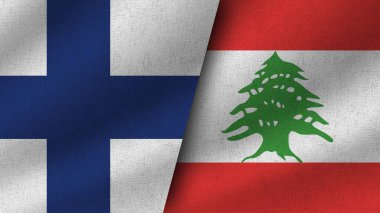 Lübnan ve Finlandiya Gerçekçi İki Bayrak Birarada, 3D Görüntü