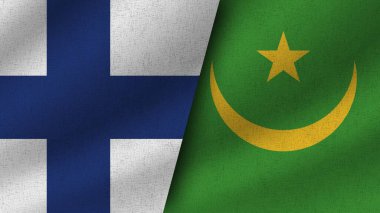 Moritanya ve Finlandiya Gerçekçi İki Bayrak Birlikte, 3D Resim