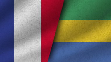 Gabon ve Fransa Gerçekçi İki Bayrak Birlikte, 3D Görüntü