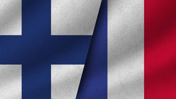Fransa Finlandiya Gerçekçi Bayrak Birlikte Görüntü — Stok fotoğraf