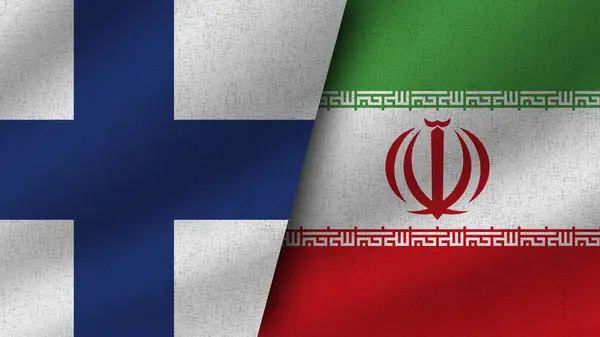 Ιράν Και Φινλανδία Ρεαλιστικές Δύο Σημαίες Μαζί Εικονογράφηση — Φωτογραφία Αρχείου