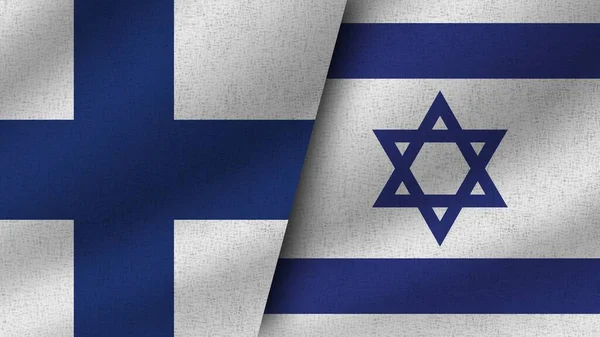Израиль Финляндия Реалистичные Два Флага Вместе Иллюстрация — стоковое фото