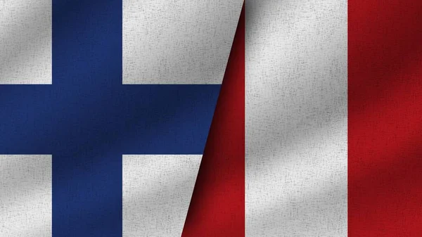 Perù Finlandia Realistici Due Bandiere Insieme Illustrazione — Foto Stock