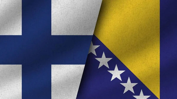 Bosna Hersek Finlandiya Gerçekçi Bayrak Birlikte Görüntü — Stok fotoğraf