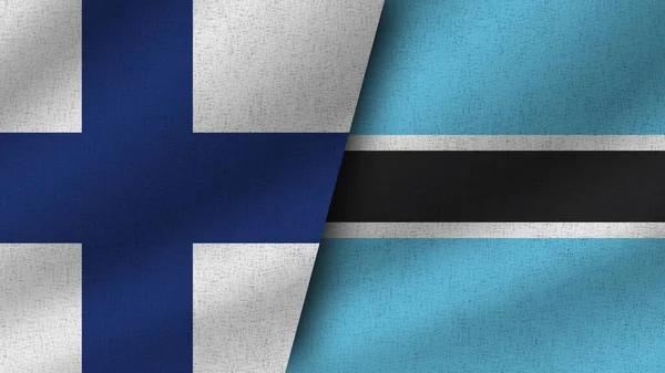 Botswana Finlandiya Gerçekçi Bayrak Birlikte Görüntü — Stok fotoğraf