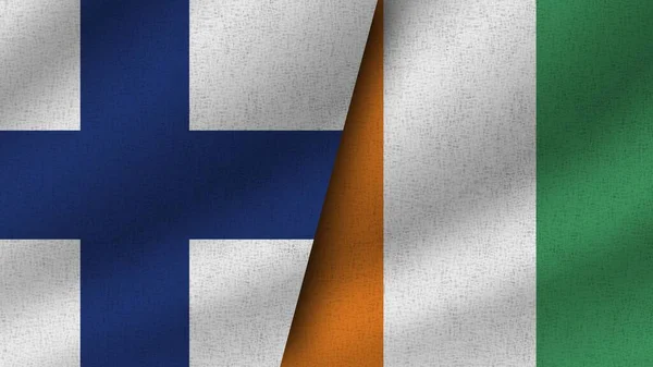 Cote Ivoire Finlandiya Gerçekçi Bayrak Birarada Görüntü — Stok fotoğraf