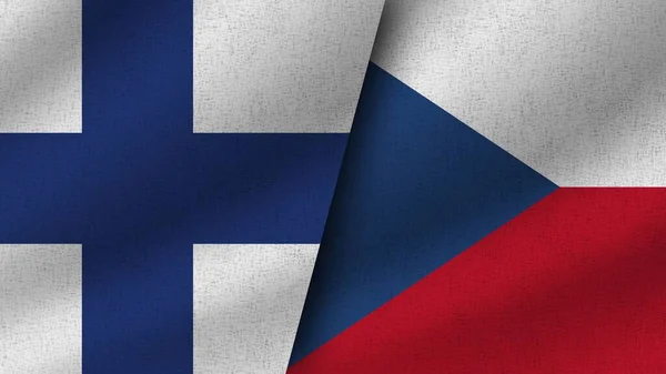 República Checa Finlândia Realistas Duas Bandeiras Juntas Ilustração — Fotografia de Stock