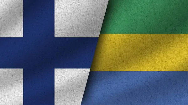 Gabon Finlandiya Gerçekçi Bayrak Birlikte Görüntü — Stok fotoğraf