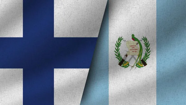 Guatemala Finsko Realistické Dvě Vlajky Dohromady Ilustrace — Stock fotografie
