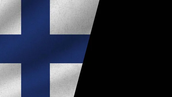 Fundo Preto Finlândia Realistas Duas Bandeiras Juntos Ilustração — Fotografia de Stock