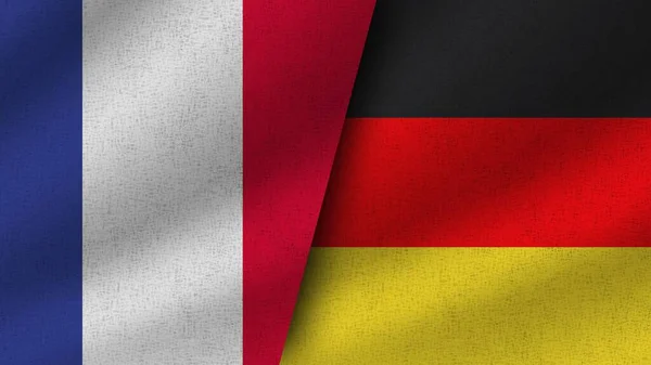 Deutschland Und Frankreich Realistische Zwei Flaggen Zusammen Illustration — Stockfoto
