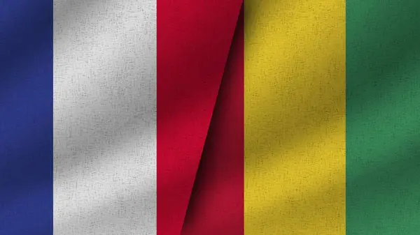 Guiné França Realistas Duas Bandeiras Juntas Ilustração — Fotografia de Stock