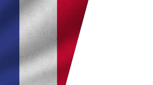 White France Realistic Two Flags Together Illustration — 스톡 사진