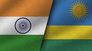 Ruanda ve Hindistan Gerçekçi İki Bayrak Birlikte, 3D Görüntü