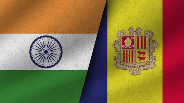 Andorra India Realistic Two Flags Together Illustration — Stock Photo, Image