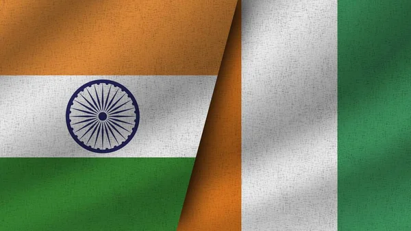 Cote Ivoire India Reális Két Zászló Együtt Illusztráció — Stock Fotó