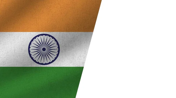 Fehér India Realisztikus Két Zászló Együtt Illusztráció — Stock Fotó