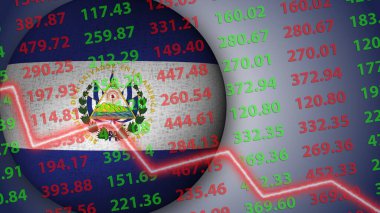 El Salvador Küresi Bayrak İllüstrasyon Ekonomi Krizi Konsepti, 3D Görüntü